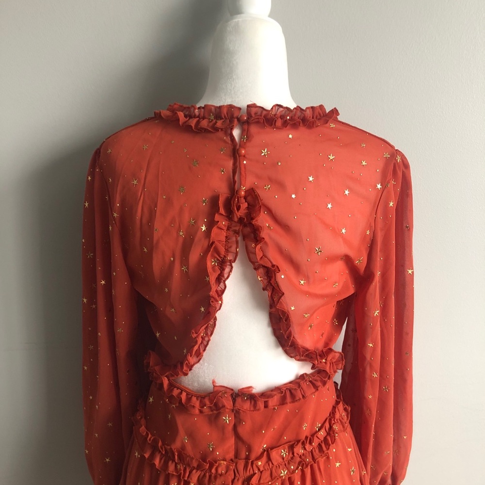 Burnt Orange Billow Sleeve Chiffon Dress boutique - Picture 10 of 10